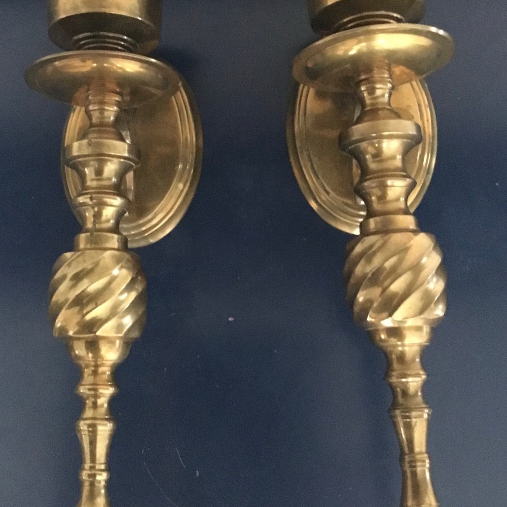Gatco Brass Candle Holders 2 Vintage Solid Brass Wall Sconces